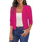 GoMamee Women's 3/4 Sleeve Cropped Cardigan Sweaters Open Front Bolero Short Shrugs S-XL