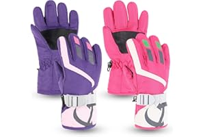 Zsedrut Kids Ski Gloves Boys Girls Waterproof Snow Mittens Toddler Warm Fleece Cold Weather Gloves