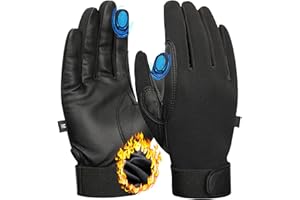 ChinFun Women's 100% Leather Insulated Horse Riding Gloves Breathable Equestrian Gloves Outdoor Horseback Gloves