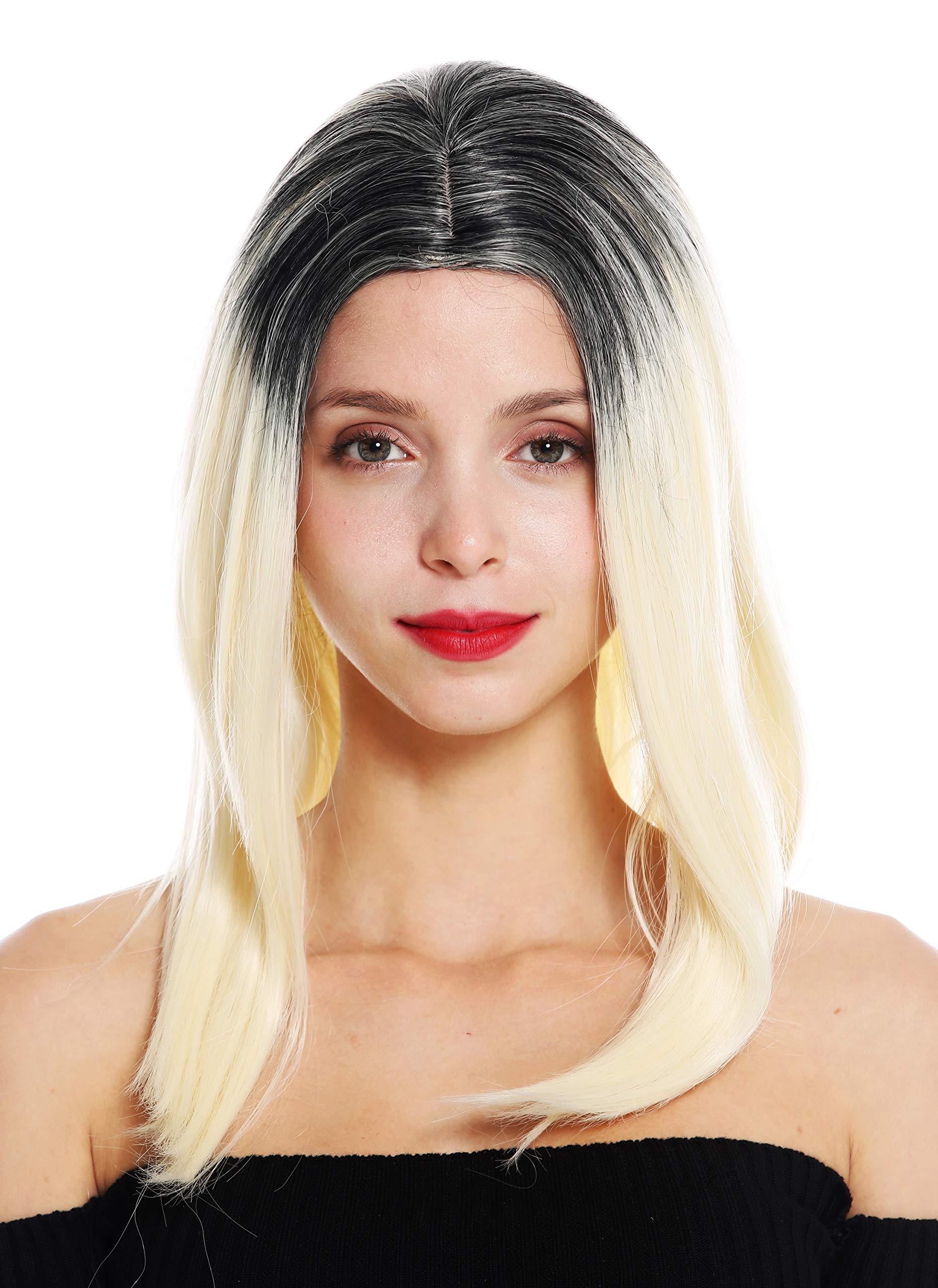 WIG ME UP - GFW2468-613+1 women's quality wig long sleek middle parting ombre black light blonde