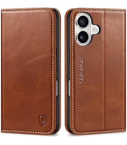 Köp Qialino iPhone 16 Pro Max Leather Wallet Case Brown online