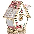 Waltz&F Bird House Metal Trinket Box Jeweled Hand-Painted Ring Holder Animal Collectible Figurine Decoration