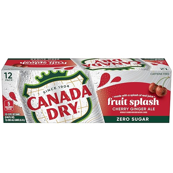 CANADA DRY ZERO SUGAR CHERRY GINGERALE FRUIT SPLASH 12OZ, PACK OF 12
