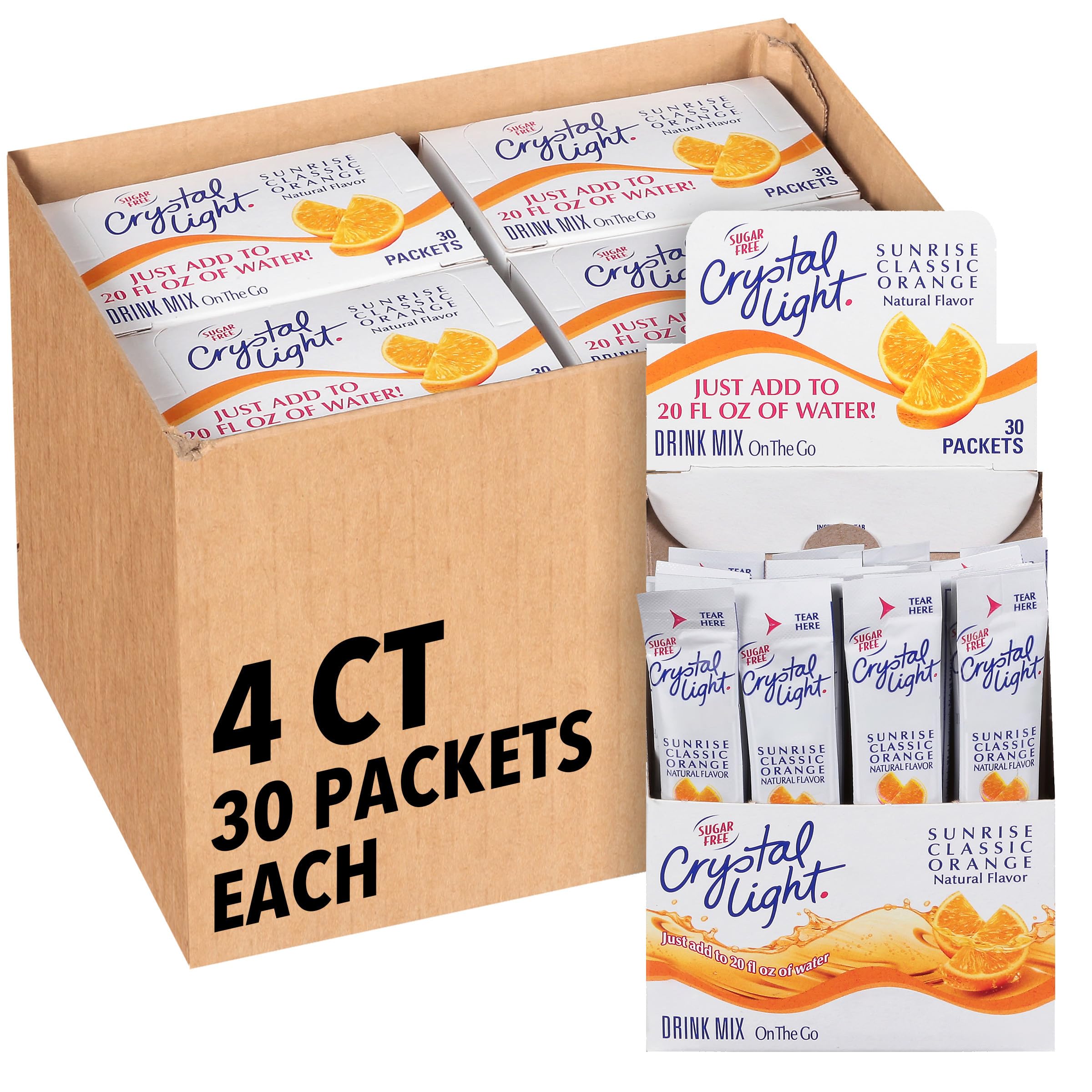 Crystal Light Sugar-Free Orange On-The-Go Powdered Drink Mix 120 Count