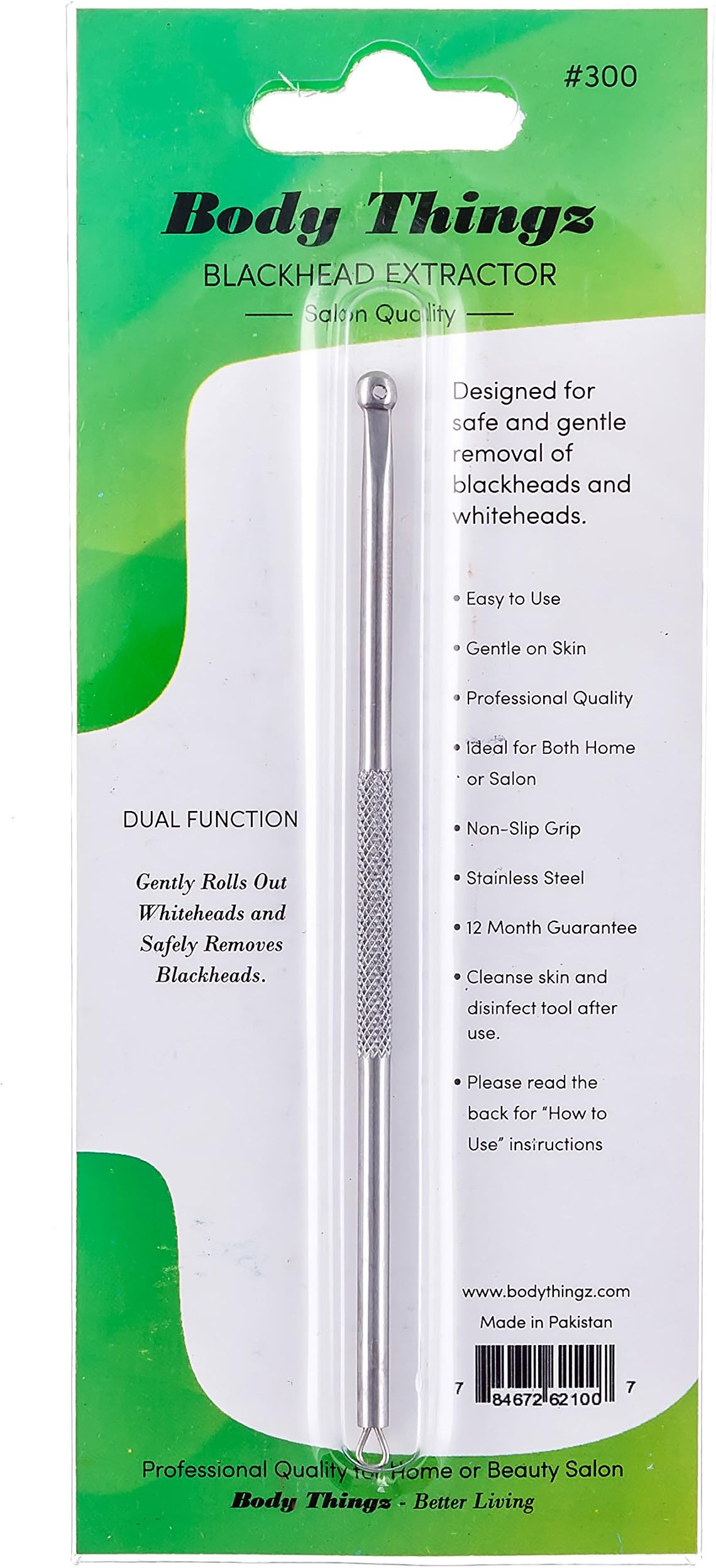 Blackhead Extractor - Skin Care Tool for the Removal of Blackheads and Whiteheads on the Nose and Face and Popping Back Pimples - Dual Function Design - High Quality Non Slip Stainless Steel - 12 Month Guarantee