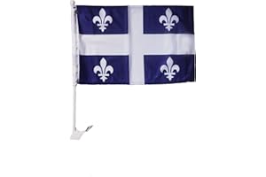 SUPERDAVES SUPERSTORE Quebec Canada Provincial Flag 12 x 18 Inch Car Heavy Duty Flag with Stick