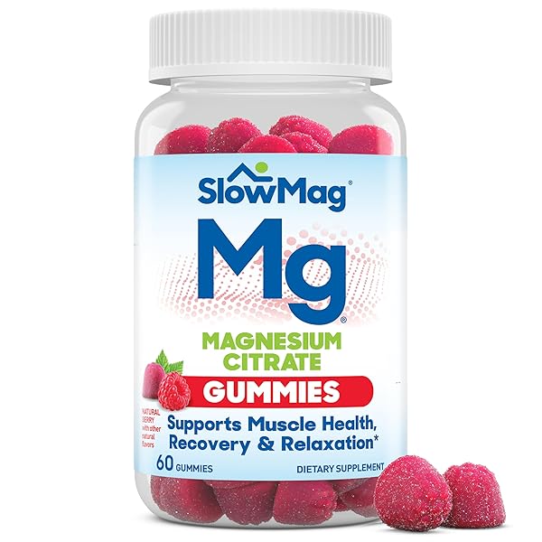 SLOWMAG MAGNESIUM CITRATE GUMMIES – SUPPORTS MUSCLE HEALTH, RECOVERY & RELAXATION, NATURAL BERRY FLAVORED, 60 COUNT