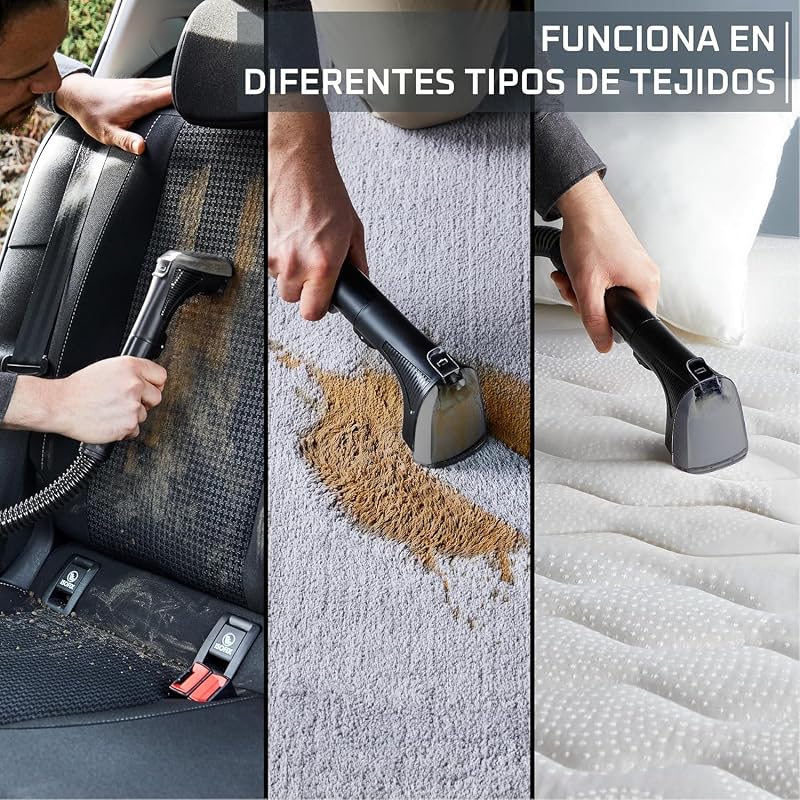 Rowenta clean it, aspirador multiuso para estofados, grande tanque removível com 1,8 l de água limpa e 1,5 l de águas residuais, design compacto, 12,5 kpa, 400 w, autolimpante, preto e branco, in5010