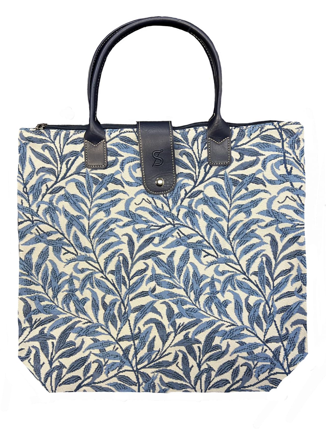 Signare Tapestry Foldable Tote Bag Reusable Shopping Bag Grocery Bag with Floral Design (Willow Bough, FDAW-WIOW)