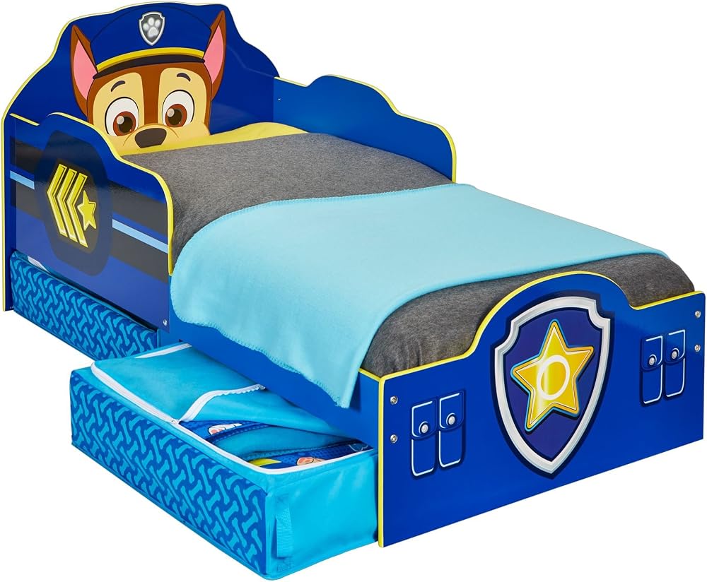 Paw Patrol Chase Kids Toddler Bed with Storage, Blue by HelloHome