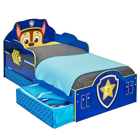 Paw Patrol Bett mit Aufbewahrungsschublade für Kleinkinder, Holz blau 143 x 77 x 68 cm