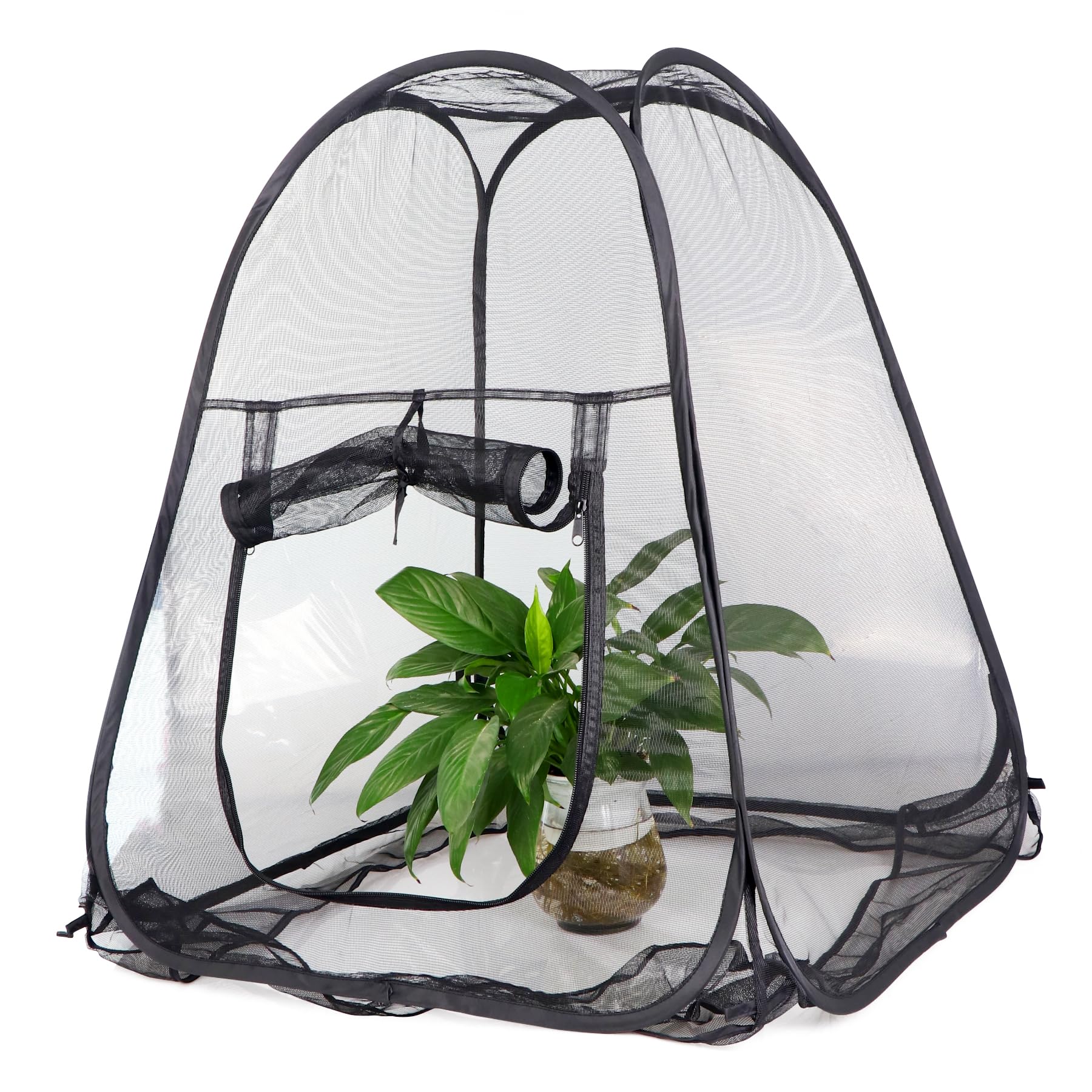 Photo 1 of Mesh Plant Cover from Animals, Plant Netting Pest Guard Cover, Plant Tent Cage Pop-up with 4 Stakes for Vegetables, Fruits, Flowers, 28 x 28 x 32 Inches