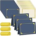 Epakh 72 Pcs Certificate Kit Includes 24 Certificate Holders and 24 Papers 24 Foil Award Seals Stickers Diploma Covers Graduation Competition Supplies(Blue, Gold)