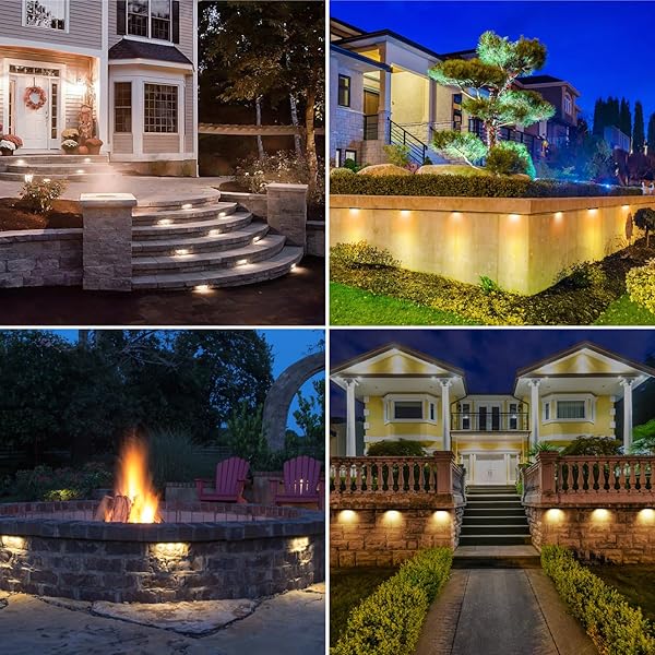 8-PACK 7 INCH 5CCT RETAINING WALL LIGHTS, 4W LED HARDSCAPE LIGHTING, LED LANDSCAPE LIGHTING, 12V-15V LOW VOLTAGE OUTDOOR STEP LIGHTS, PAVER LIGHTS, 2200K/2700K/3000K/4000K/5000K SELECTABLE, ETL