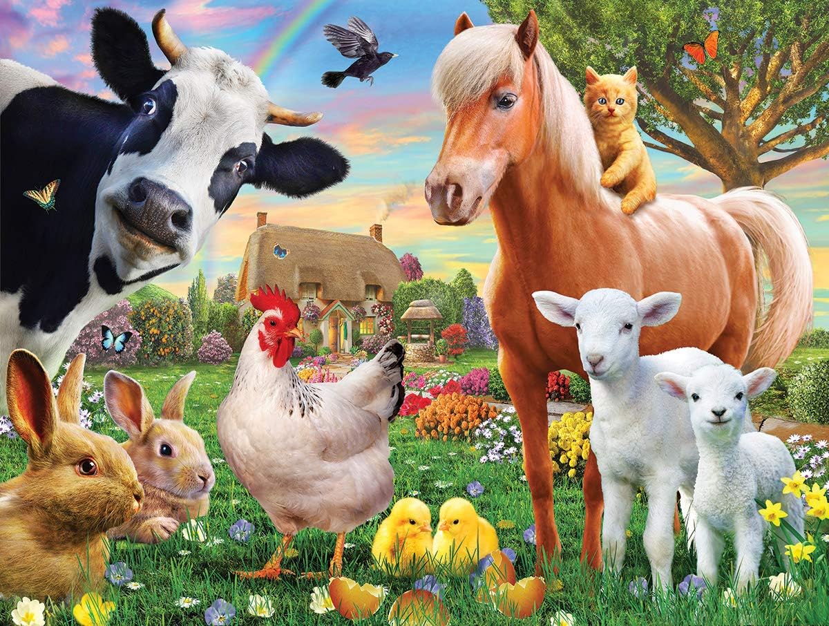 White Mountain Puzzles Farm Animals, 300 Piece Jigsaw Puzzle