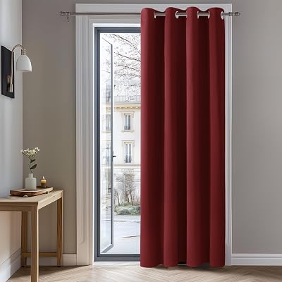 Deconovo Red Eyelet Curtain 108 Inch Thermal Blackout 52x108 Living Room