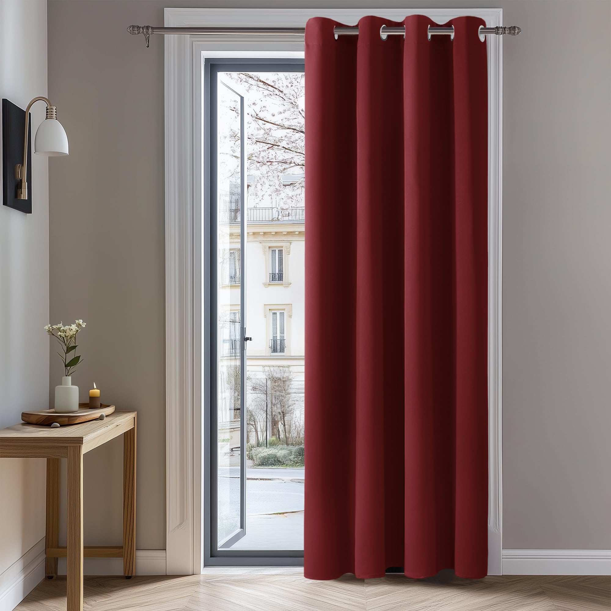 Deconovo Christmas Decorations Eyelet 108 Inch Drop Curtain Window Treatment Thermal Insulated Eyelet Curtain Blackout Curtain for Living Room 52"x 108" Red 1 PANEL