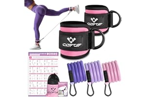 COFOF Ankle Resistance Bands with Cuffs, Ankle Bands for Working Out, Kickbacks Hip, Leg Glute Exercise Equipment with Training Poster, Resistance Workout Equipment for Women