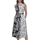Karl Lagerfeld Womens Collared Sleeveless Fun Midi Dress