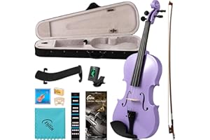 Djlin Solid Wood Violin 4/4 Full Size for Adults Beginners, kids Violin Set Accessories Include Case, Violin Rosin, Violin Bow, Violin Strings, Violin Shoulder Rest - Purple