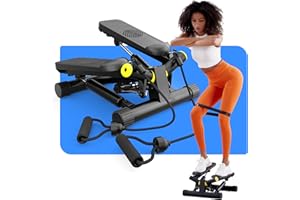 ZIWWVY Mini Twist Stepper with Resistance Bands and Booty Bands, Stepper Machine with 330LBS Weight Capacity, Mini Stepper for Full Body Workout, Adjustable Step Height, Smooth and Quiet