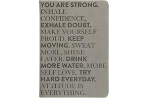 ECCOLO WORLD TRAVELER Eccolo Fitness Tracker Journal, Training Log for Workout, “You are Strong”, Gym and Fitness Diary, Nutrition and Gratitude Journal (Gray, 6x8 inches)