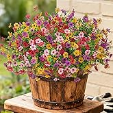 INXUGAO Artificial Fake Flowers Plants for Outdoor Spring Summer Decor, 12 Bundles Faux Silk Flowers for Outdoor Outside Planter Colorful Daisy UV Resistant Look Real for Front Door Porch Patio Yard