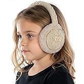 Funky Junque Winter Ear Muffs for Kids Girl Boy Fuzzy Cozy Warm Earmuffs Adjustable Cold Weather Ear Warmer Ages 4-12