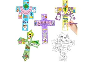 CY2SIDE 80PCS Color Your Own Easter He is R Cross Make Your Own Resurrection of Jesus Cross Ornaments for Kids Magic Art Making Kit DIY Christian Religious Sunday School Crafts for Kid Home Activities