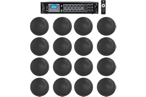 Rockville 6-Zone Amp+16 Black 6" Ceiling Speakers for Restaurant/Bar/Cafe/Office
