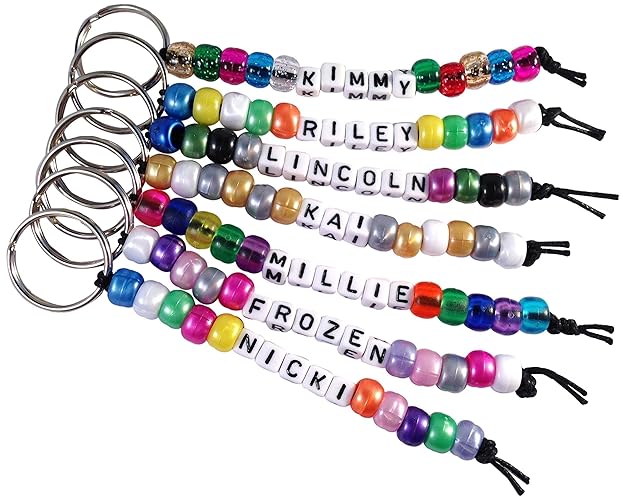 Personalised Keyring Acrylic Pony Beads Choose Any Name or Wording