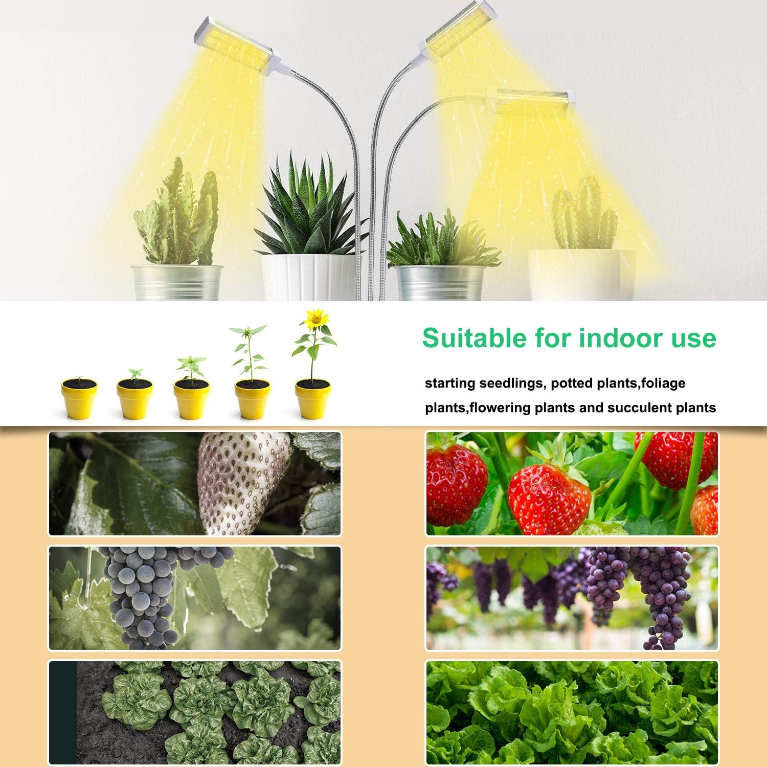 Plant Grow Light, VOGEK LED Growing Light Full Spectrum for Indoor Plants with Timer, Plant Growing Lamps for Seedlings with Adjustable Gooseneck & Desk Clip On, 3 Switch Modes 10 Brightness Settings : Garden & Outdoor