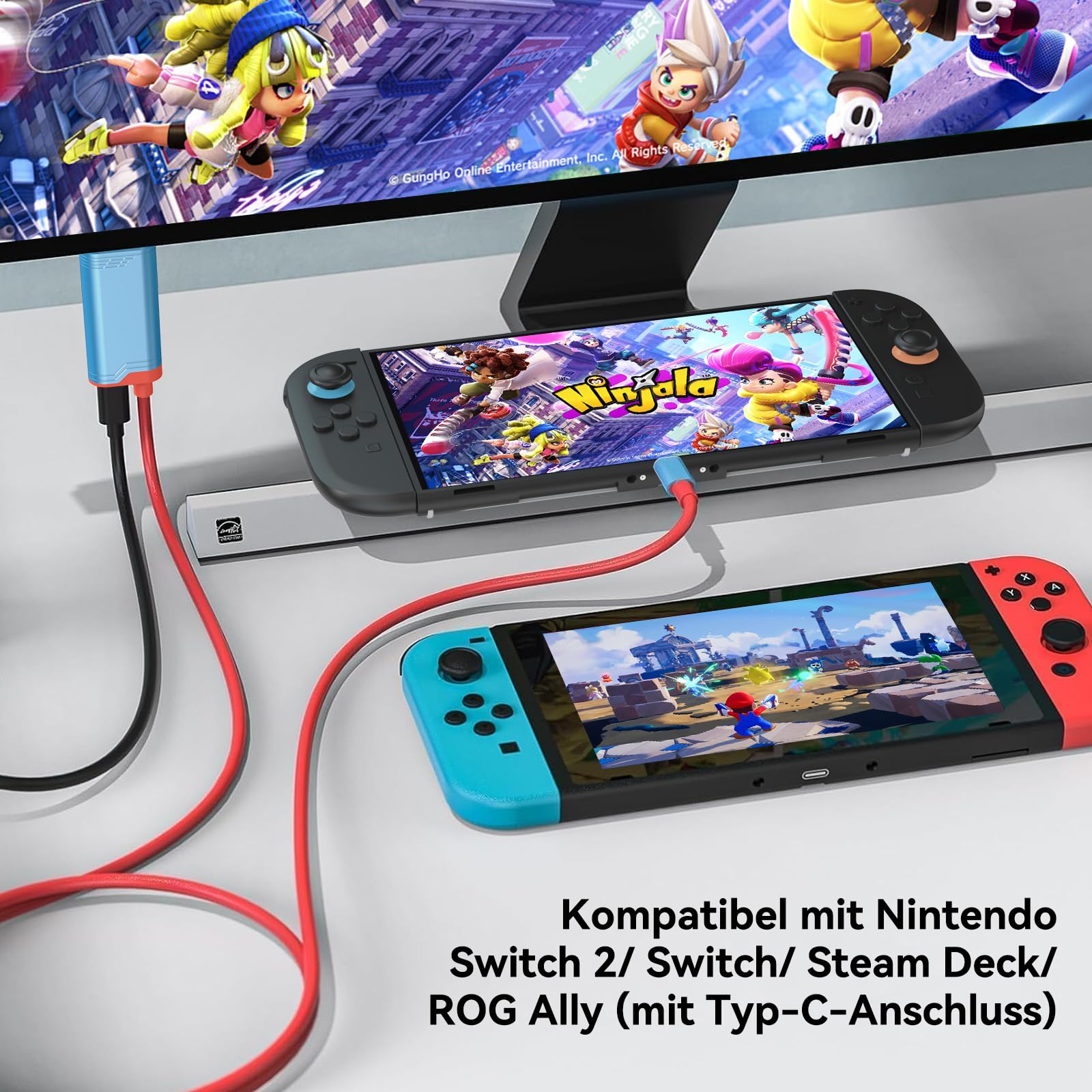 ELUTENG 4K@60Hz USB C auf HDMI Kabel kompatibel mit Nintendo Switch 2/OLED/Steam Deck/ROG Ally, 2M PD100W HDMI 2.0 Adapter Nintendo Switch Dock Ersatz für TV Bildschirmspiegelung 5