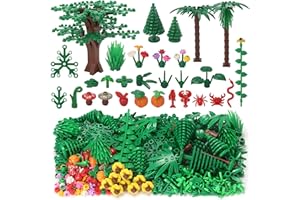 FELEPH Garden Plants Building Bricks Accessories Flowers Bushes Palm Trees Leaves Shrubs Vines Green Grass Bulk Botanical Pieces and Parts Block Toys for Jungle Forest Park Decor Compatible with Major Brands
