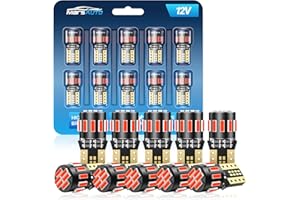 Marsauto 194 LED Bulb Red for Dome Map Light, 168 2825 W5W T10 Wedge Replacement Super Bright LED Light Bulbs for Car Courtesy Step Dash Side Marker Trunk Light (Pack of 10)