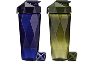 Keelo Bottle Classic 28 oz Blender Shaker Bottle | Protein Shaker Bottle with Diamond Agitator | Shaker Cup with Carrying Handle and Dishwasher Safe | 2 Pack - Navy & Moss