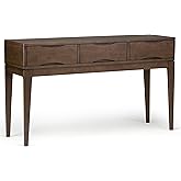 SIMPLIHOME Harper Console Table - 54 Inch Wide Solid Hardwood Sofa Table in Walnut Brown, Mid-Century Modern Storage Table fo