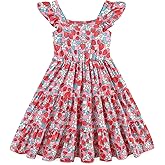 Toddler Baby Girls Tiered Dress Flutter Sleeve Beach Butterfly Sundress Princess Summer Dresses 2-8 Years