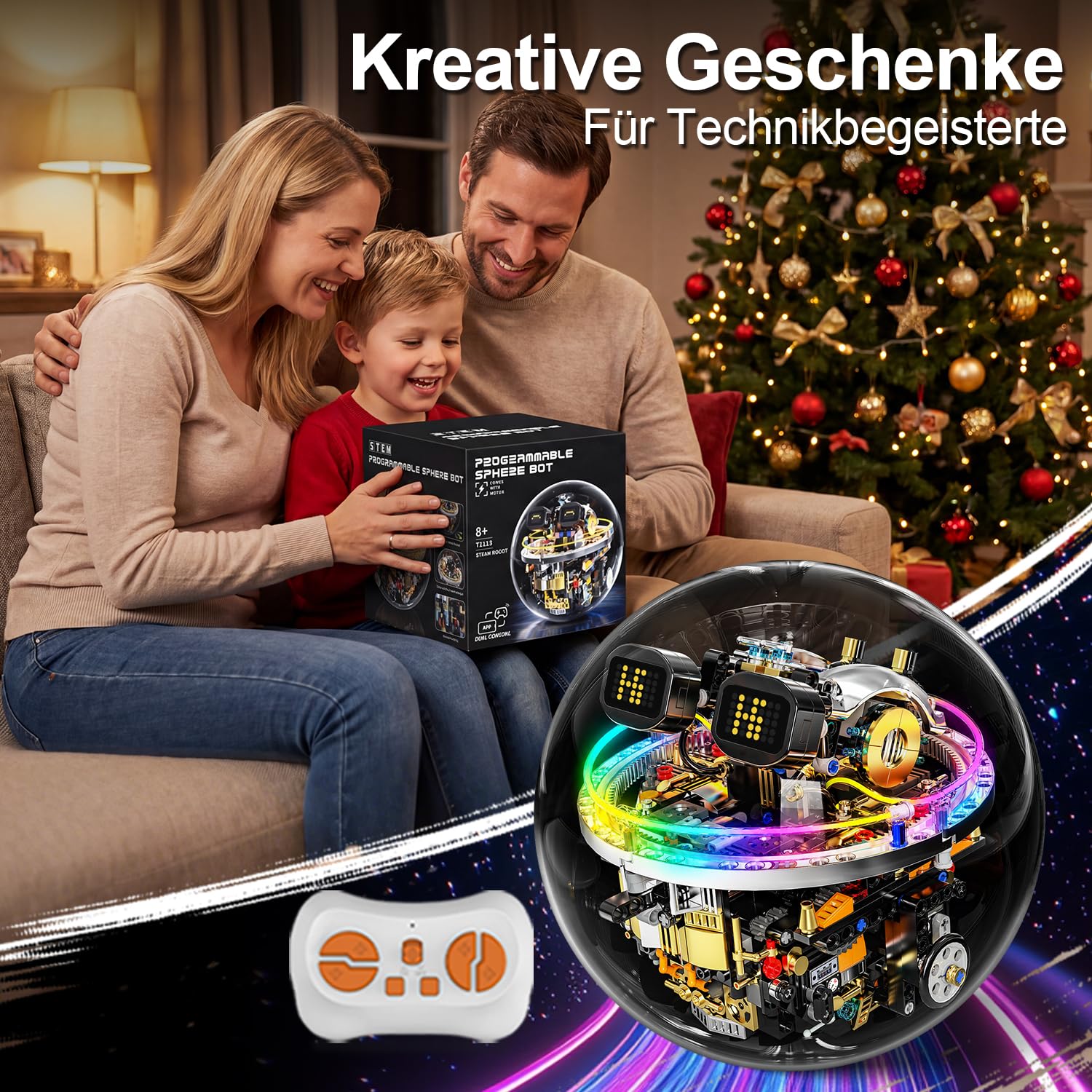Roboter Kinder Technik, 804 PCS RC Klemmbausteine Roboter Spielzeug, RC Robot mit Cyberpunk-Lichter&LED-Augengesichter, Programmierbare Rollmechanik-Technologie, Spielzeug technic ab 8 10 12 18 Jahre 7