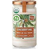 NaturaleBio Organic Virgin Coconut Oil 32 fl oz Raw Cold Pressed for Skin, Hair, Moisturizer, Massage, Body, Hand, Cream, Veg