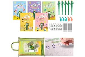 BYFWH Reusable Grooved Handwriting Workbooks,Magic Reusable Copybook for Kids,Preschool Tracing and Learning Activities to Help Children Improve Handwriting Ink Practice Age 3-8 (10.3 * 7.3 Inches)