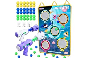 Shooting Game Toy for Kids Boys/Girls Age 6,7,8,9,10+ Years Old-2pk Air Pump Guns & Super Large Shooting Target & 36 Foam Bal