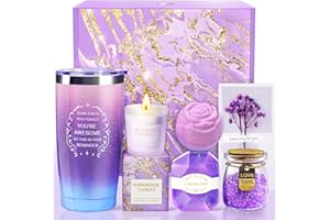 ALLEMU Christmas Gifts for Women, Birthday Gifts for Women, Christmas Gifts for Mom Spa Gifts for Wife, Girlfriend, Coworker, Grandma,Teacher Sister Christmas Gift, Gift Set Idea for Her-Purple Gift Basket