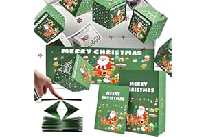 GENERIC Surprise Box Gift Box, Christmas Surprise Gift Box Explosion for Money, Christmas Explosion Gift Box with Confetti, Surprise Pop Up Money Box for Merry (Green)
