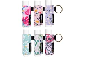 LUCKINEE 6PCS Lip Balm Holder Keychain, Christmas Stocking Stuffers Gifts, Lip Gloss Holder Key Chains Women Cute Lipstick Holder Lip Balm Pouch Keychain Compatible with ChapStick,Burt's Bees,LANEIGE,Aquaphor