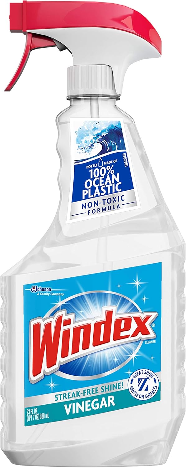 Windex Vinegar Glass and Window Cleaner Spray Bottle, Bottle Made from 100% Recycled Plastic, 23 fl oz: Health & Personal Care