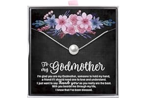 ALoveSoul Godmother Gifts for Women - Sterling Silver Single Pearl Necklace, Birthday Gift for Godmother Thank You Gifts