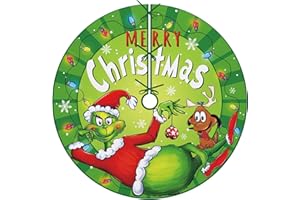 Fzbali Merry Christmas Small Tree Skirt 24 Inches Lace-up Max Dog Miniature Green Xmas Tabletop Tree Skirt, Funny Holiday Mini Indoor Decoration Tiny Home Decor for Slim Pencil Tree 3-4 Ft