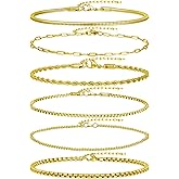 Wrlcorly 6Pcs Stainless Steel Chain Bracelets for Men Women 2mm Cuban Snake Twists Rope Box Beads Paperclip Link Chain Bracelet Sets Jewelry Gifts 7 Inches Length Adjustable