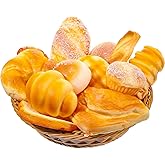 Chivao 13 Pcs Fake Bread with Basket Artificial Food for Display Photo Props Realistic Bread Toy Set Simulation French Loaf Faux Pastries Food Model for Bakery Home Kitchen Decoration(Bread)